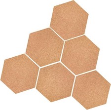 Cork Boards for Walls 6mm, Hexagon Cork Pin Notice Board Tiles Self Adhesive Pi