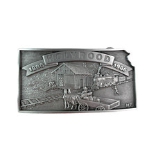 Vintage Holyrood Kansas 1986 Centennial Pewter 195 Western Metal Belt Buckle