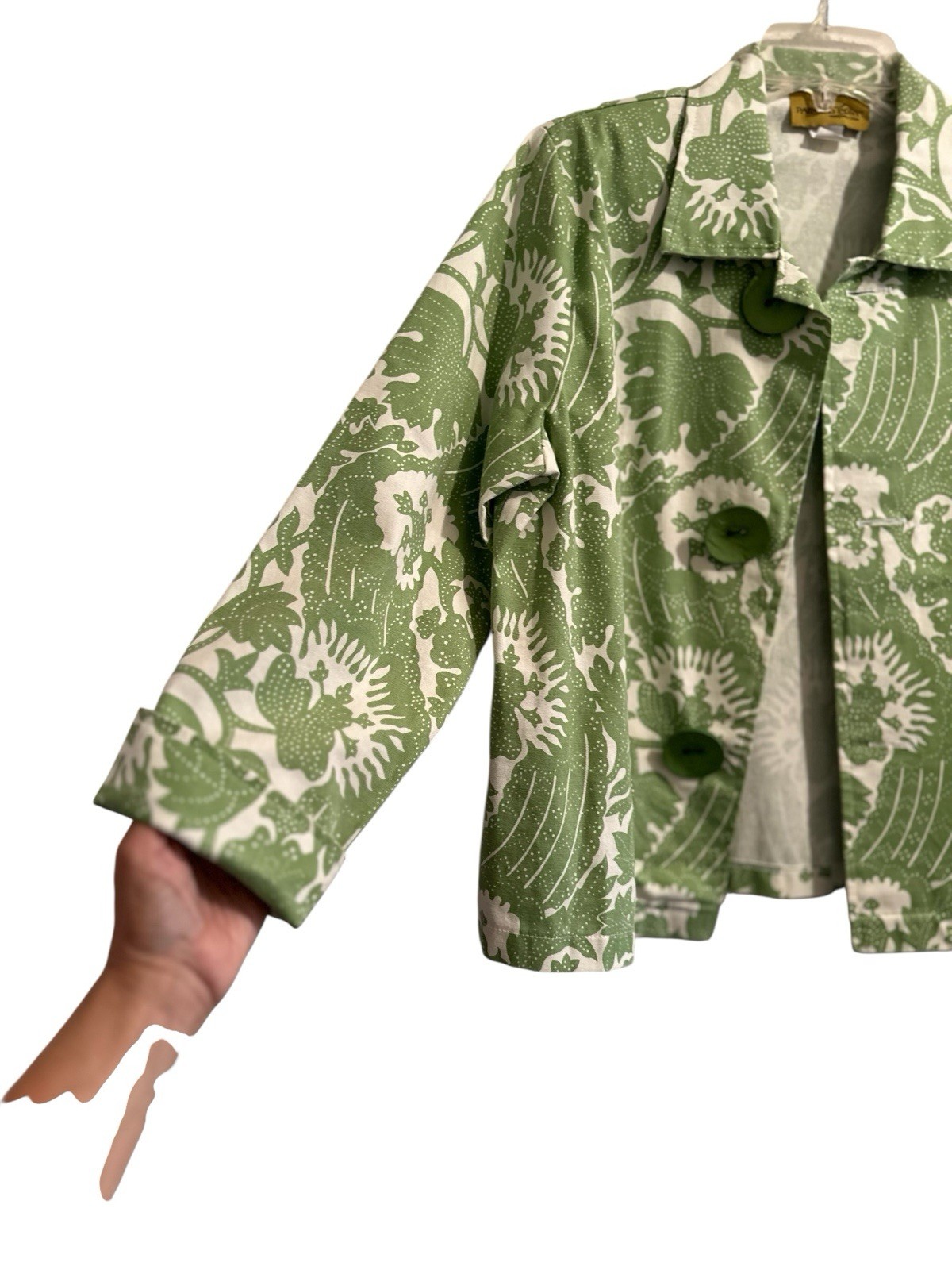 Giacca pony dipinta donna grande boho floreale hippie blazer made in USA