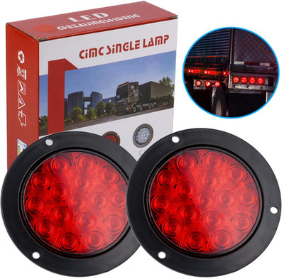 2pcs 16-LED 4''in Round LED Truck Trailer Stop Turn Tail Brake Lights Waterproof
