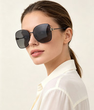 Gucci GG1326S Square Women Sunglasses Black Gold Grey Lens 61 19 140