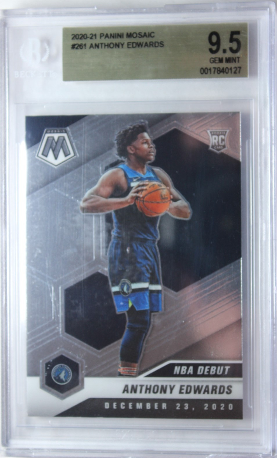 2020 Panini Mosaic Anthony Edwards ROOKIE Card #261 RC BGS 9.5 Gem Mint