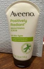 Aveeno Skin Brightening Exfoliating Facial Scrub Tone Texture Oil- Soap-Free 5Oz