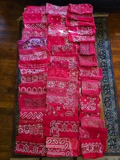 Lot 46 Vintage Color Fast Red Bandana Handkerchief Paisley More patterns