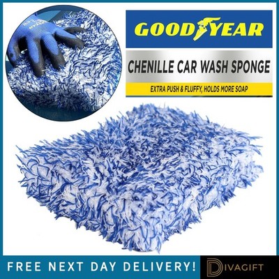 GOODYEAR CHENILLE LUXUS WASCHSCHWAMM AUTOWÄSCHE MIKROFASER REINIGUNGSHANDSCHUH DIENER NEU