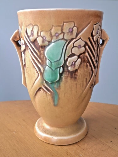 RARE Roseville Pottery 1934 Clemana Pattern Vase 750-6 VG Condition