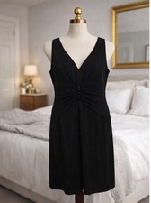 Anne Klein Little Black Dress Sleeveless Rhinestones Timeless Classy Size 8