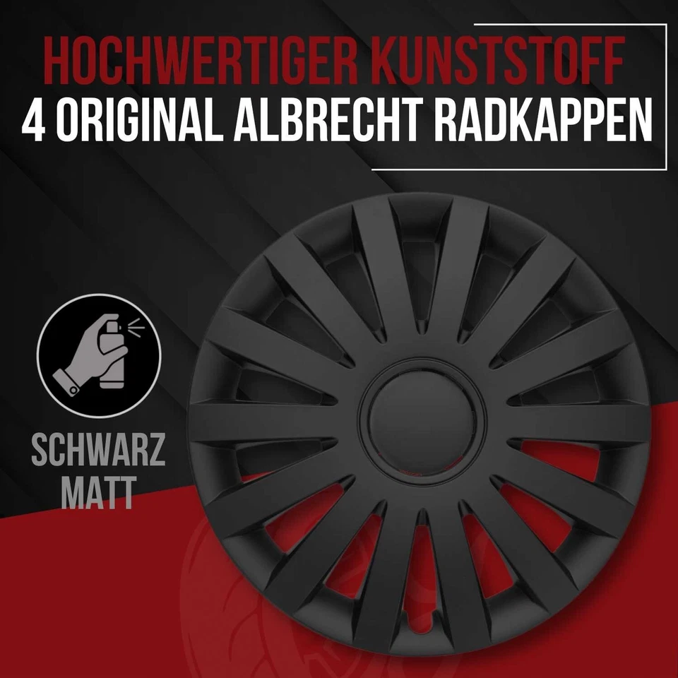 15 Zoll Radkappen Schwarz matt – 4er Set Radzierblenden für Stahlfelgen Neu - Bild 3 von 4