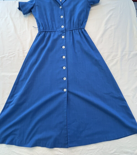 Vintage Orvis Womens Size 8 Dress Short Sleeve Button Front Blue Collar A- Line - Picture 8 of 15