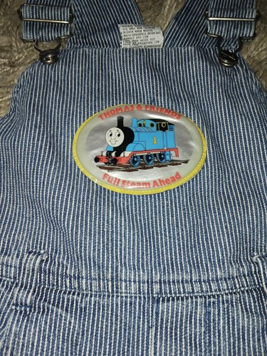 Vintage Thomas Train Conductor Striped Overalls FULL STEAM AHEAD Toddler Sz 5T - Picture 3 of 9