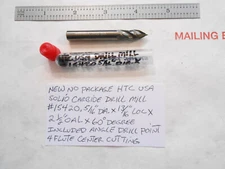 NEW HTC USA CARBIDE 5/16" DIA X 2-1/2" OAL X 60 DEGREE POINT 4 FLUTE DRILL MILL