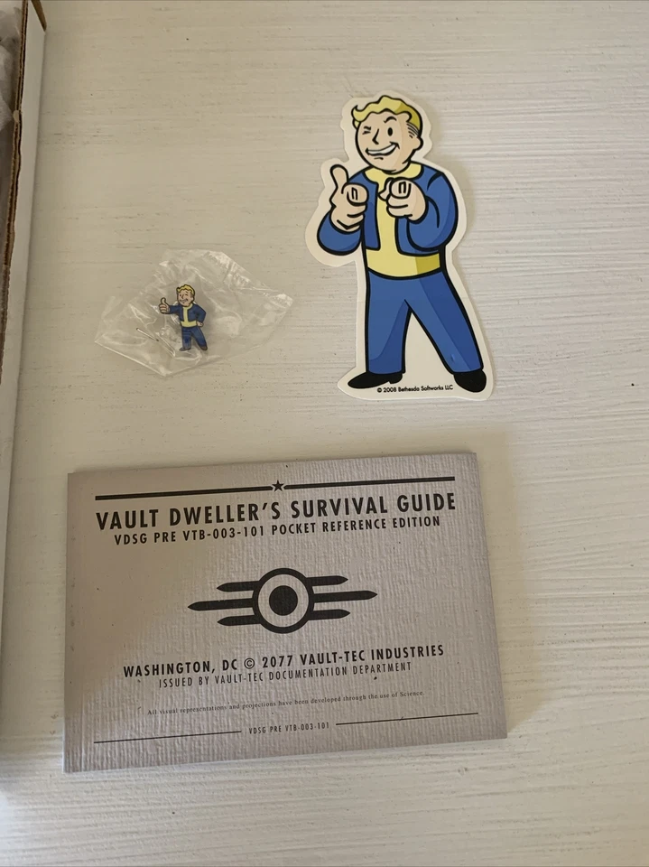 Fallout 3 GameStop Launch Kit Promo T-Shirt Sticker Pin Survival Guide Bethesda - Image 2 of 4