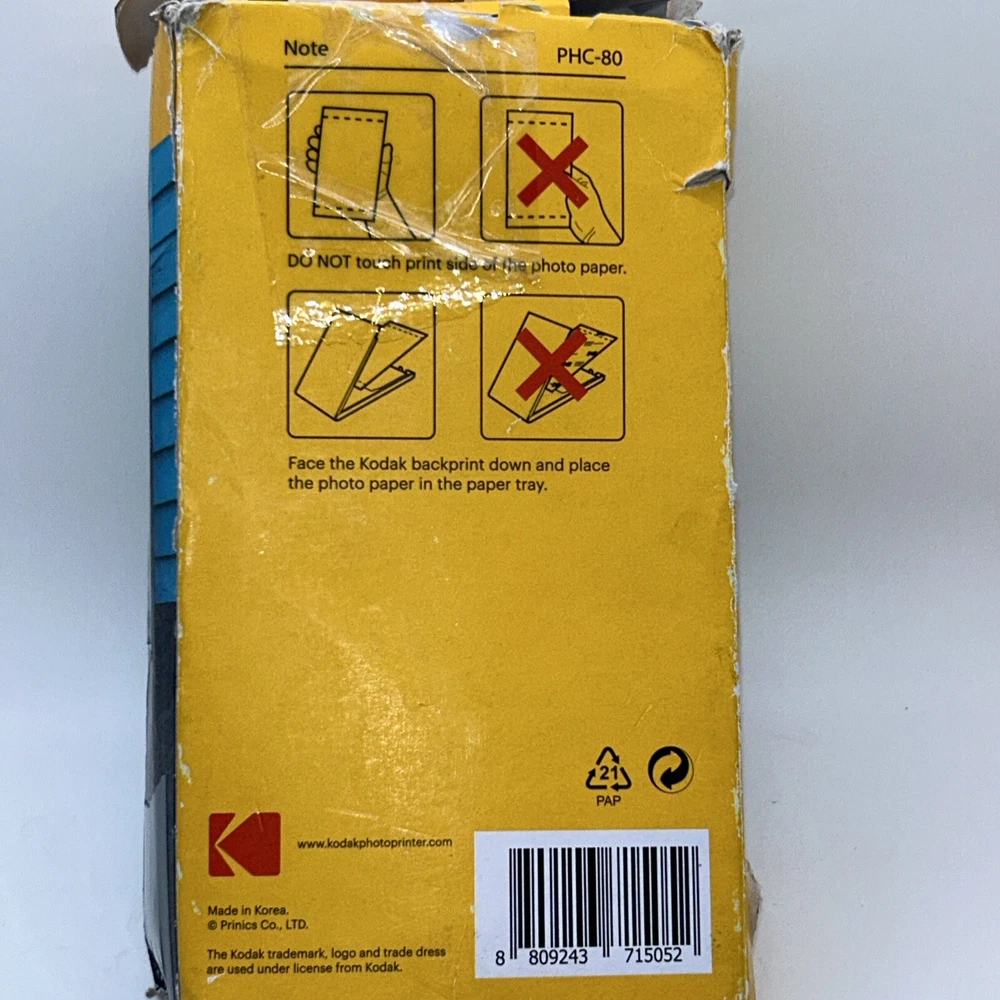 Kodak PHC-80 Photo Printer Cartridge & Paper 80 Sheets 100x148 mm Post Card
