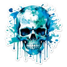 Skull Blue Teal Sticker Decal