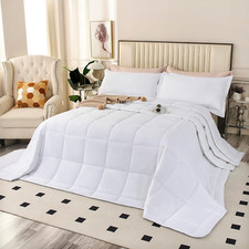 Oversized King Comforter Set, 128x120 Reversible Lightweight All-Season White