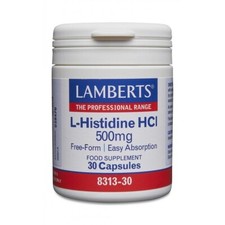 Lamberts L-Histidine HCl 500mg Capsules 30 . BBE 12/2027