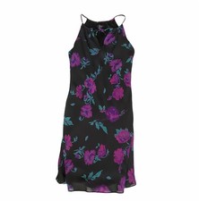Express Juniors 5/6 Black Multicolor V-Neck Floral Dress Spaghetti Strap Long