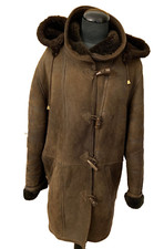 Celtic And Co Real Sheepskin Toscana Duffle Coat Shearling Hood Jacket S/ M