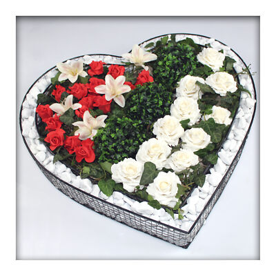 Herz Gitter XXL Pflanzschale Grabschmuck Grabgestaltung Friedhof 62x60x10 cm