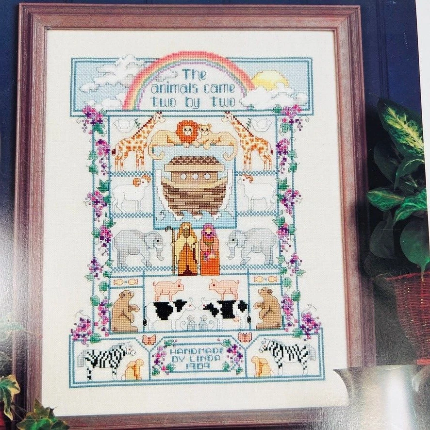 Vintage Noahs Ark Dimensions Cross Stitch Sampler Pattern Linda Gillum Animals - Image 4 of 4