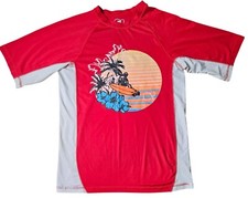 OP Boys Red Short Sleeve Rash Guard Swim Shirt Youth 18 XXL/2XG Surf Swimsuit