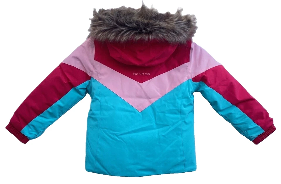 Spyder 女孩隔热蓝色滑雪夹克带帽 159 美元,尺寸:2 — 第 3/4 张图片