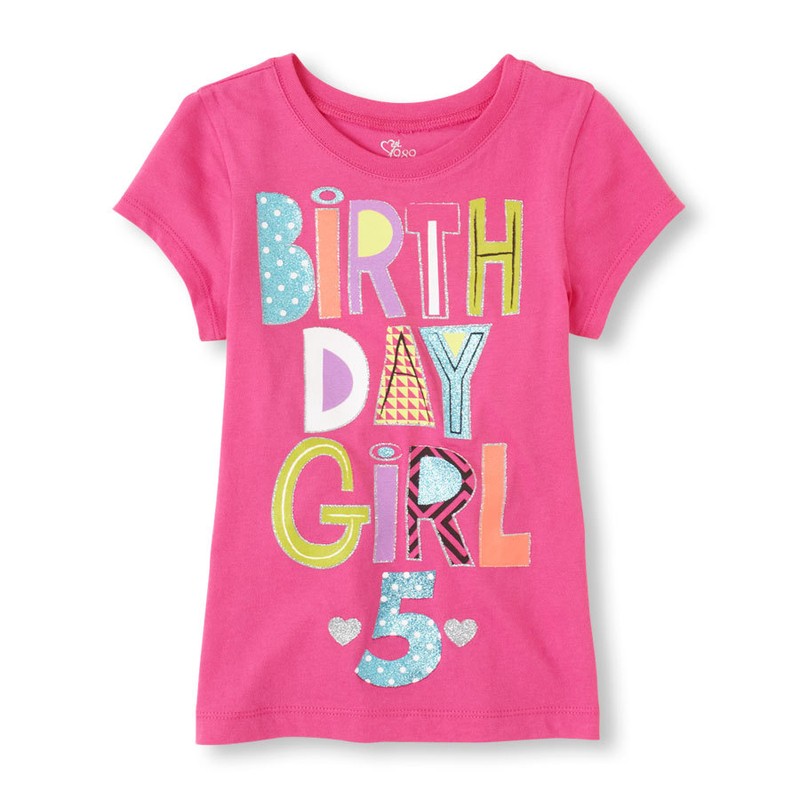 NEW! 5th BIRTHDAY GIRL 5 Years Girls Graphic Shirt 5-6 Small Gift! Pink PARTY SS