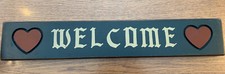 VINTAGE HANDCRAFTED COUNTRY BLUE WOODEN WELCOME SIGN