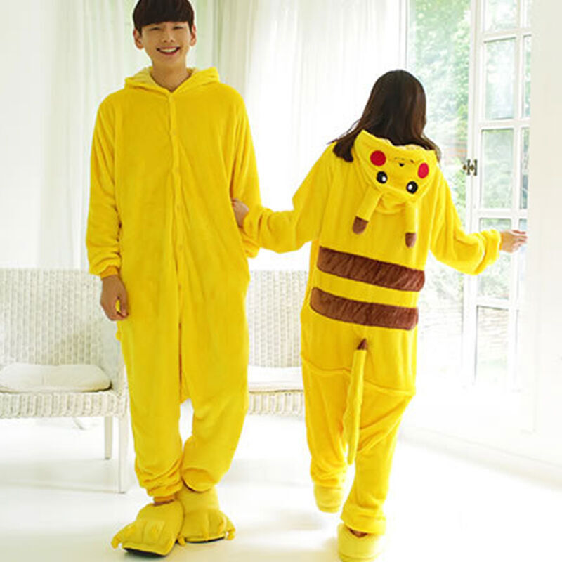 Pokemon Pikachu Kigurumi Fantasia Cosplay Lã Pijamas Onesie