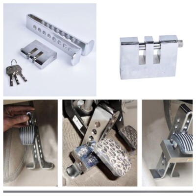 Clutch Lock Brake Pedal Lock Stainless Steel Anti-theft Security With 3 Keys