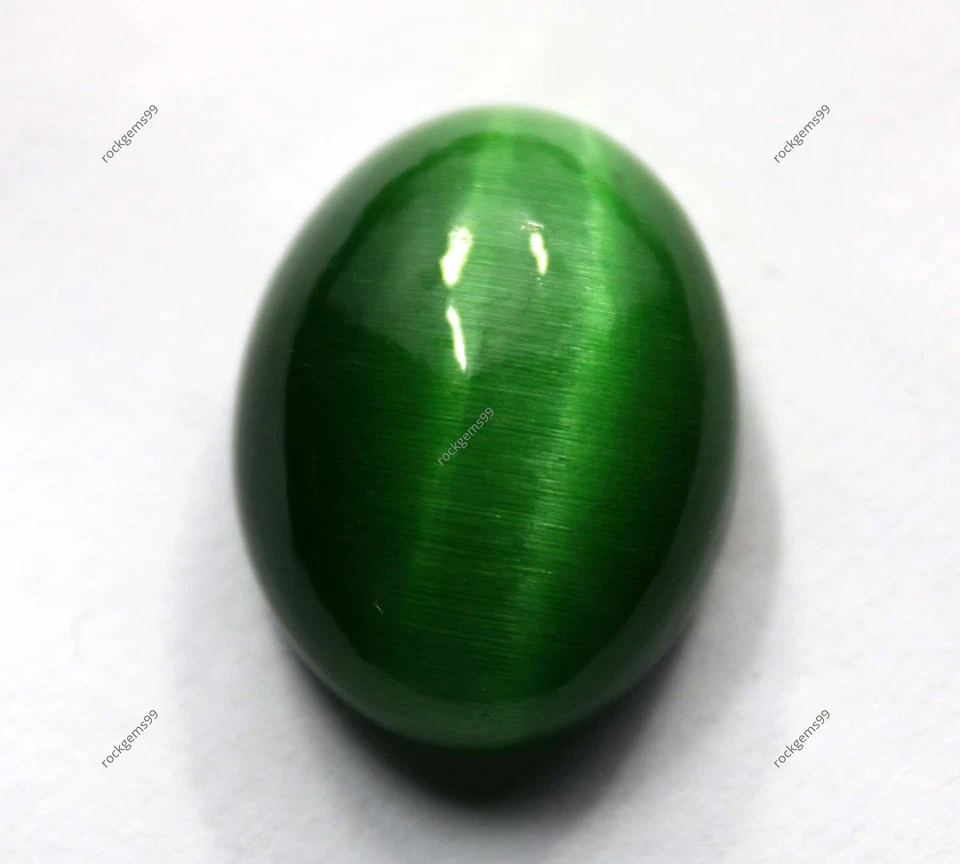 29 Cts Natural Claro Ojo de Gato Cabujón Forma Excelente Piedra Preciosa Foto 4 de 4