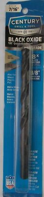 Drill Bit 7/16'' Black Oxide 3/8'' Shank High Speed Steel Century 24278 USA