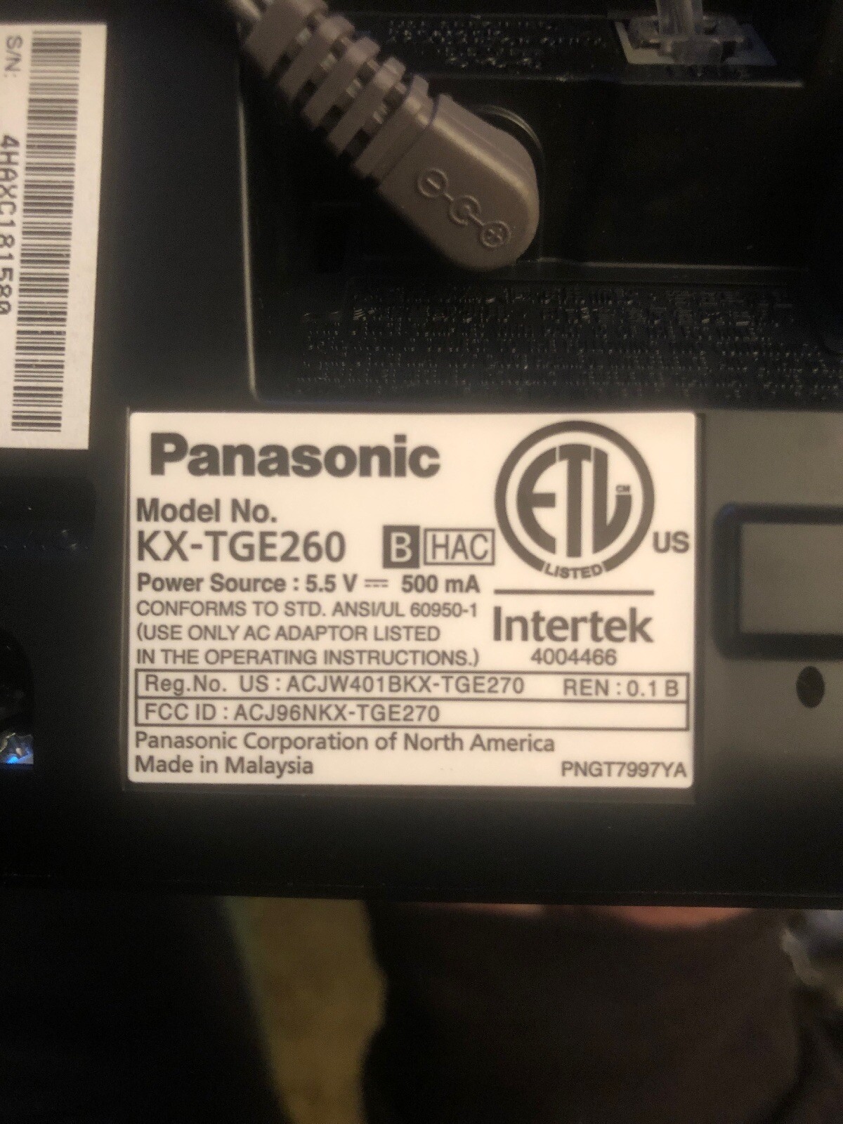 Téléphone Sans Fil Panasonic KX-TGE260, 4 Combinés, Bluetooth, Noir, Occasion Fonctionnel, Super équipé