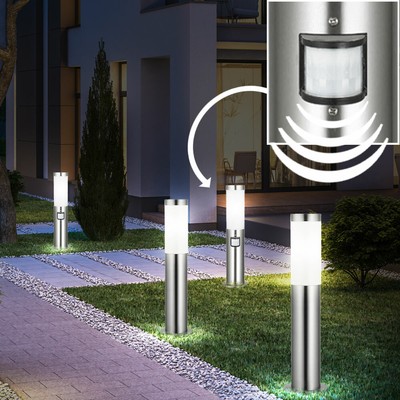 4er Set Edelstahl Steh Säulen Leuchte Einfahrt Bewegungsmelder Außen