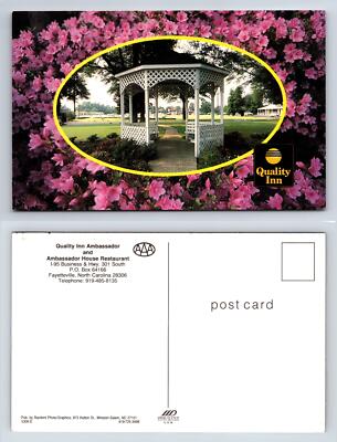Quality Inn Ambassador House Postcard Gazebo with Flowers Fayetteville NC