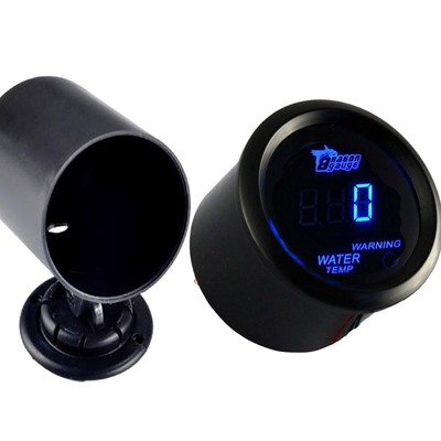 2'' 52mm Black Shell Car Digital Blue LED Water Temp LED Gauge Meter With Holder