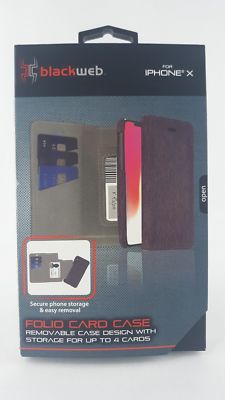 Folio Card Case Removable Case Design, Storage Up To 4 Cards For iphone X purple