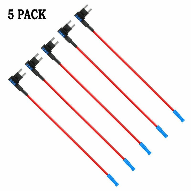 Ijuicy 5-Pack 12V Car Add-a-Circuit Fuse Taps - Mini ATM/APM Blade Fuse Adapters With 15A Fuses