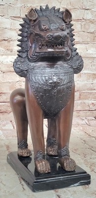 Chinesisches Schutz Löwe Bronze Statue Thailand Tempel Kunst Figur Kunst Angebot