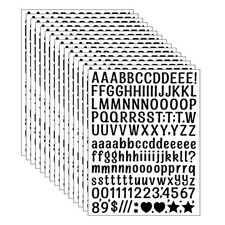 15 Sheet Black Vinyl Small Letter Stickers Self Adhesive Alphabet