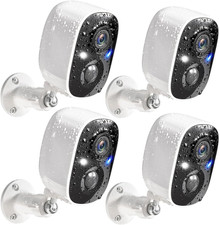 Security Cameras Wireless Outdoor 4 Pack, 2K Battery Powered Cameras for Home Se