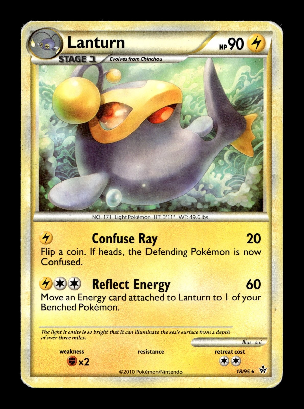 Lanturn Unleashed #18 (2010) Rare HP Pokemon