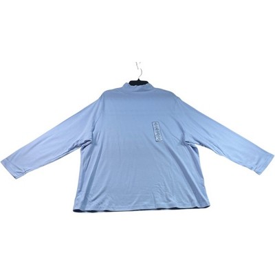 Basic Editions Blouse Womens Plus Size 2X Blue Long Sleeve 100% Cotton New