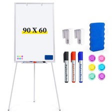 Maxtek 90x60cm Magnetic Flip Chart Whiteboard Stand Portable Office School Homes