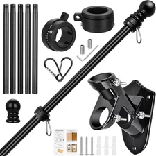 Flag Pole Kit, 6 FT outside House Flag Poles with Heavy Duty Metal Holder, Stain