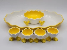 Ganz Bella Casa Serving Dish w/ Ducky Feet Bowl 4 Duck Feet Egg Cups
