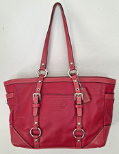Coach Red Leather Ware Legacy Gallery East West Tote Double Handle Bag F12343
