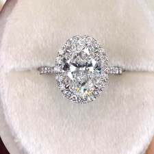 Lab Grown Diamond Engagement Ring 18k White Gold 4.30 Ct Oval Cut IGI Certified