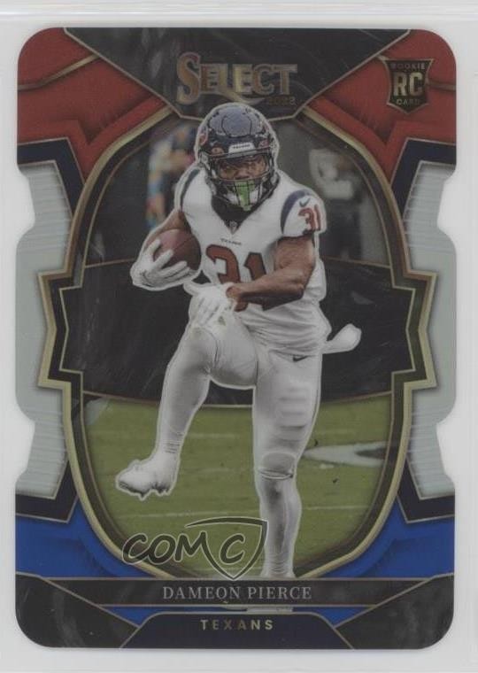2022 Panini Select Concourse Red & Blue Prizm Die-Cut Dameon Pierce Rookie RC