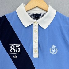 Y2K Tommy Hilfiger Blue Polo Dress XL Banner Stripe Emblem 85 SZ XL Preppy 2000s
